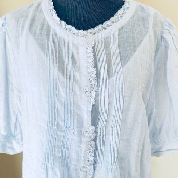 J. Crew Soft Blue Puff Sleeve Top XL - Picture 2 of 7